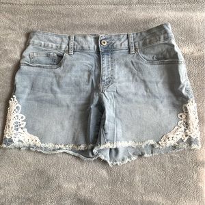 Light Blue Denim Shorts Side Lace Detail Size 8